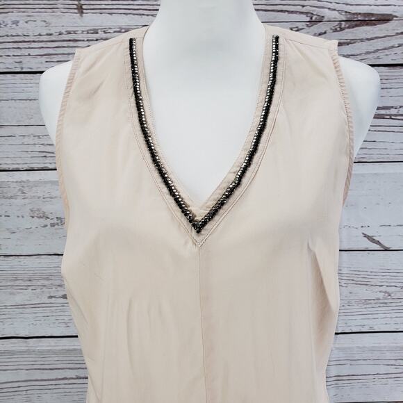 Calvin Klein Peach V-Neck Embellish Peplum Top Size Medium - Picture 3 of 13